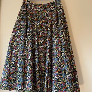 NWOT Boden Corinne Full Skirt - Navy/Ditsy Floral - 4P